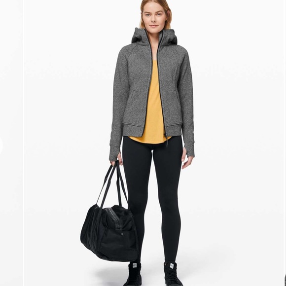 Lululemon Scuba Hoodie Light Cotton Fleece Heathered Speckled Black Size 2 - Picture 2 of 12